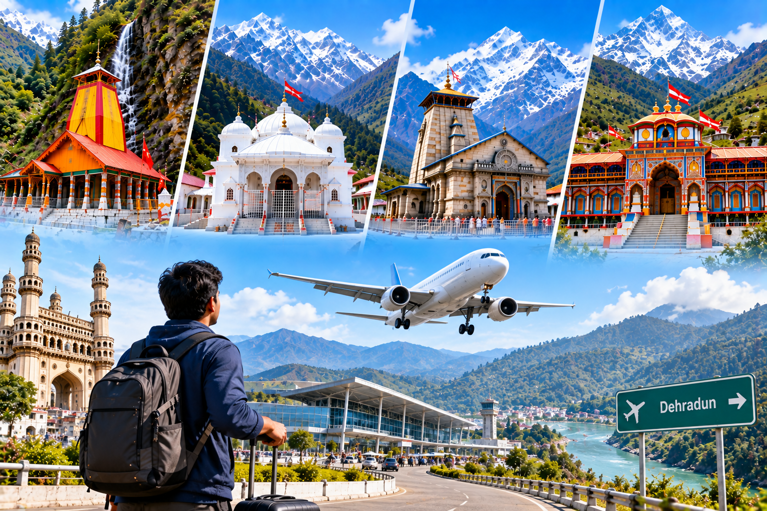 Hyderabad to Char Dham Yatra Package by Flight via Dehradun